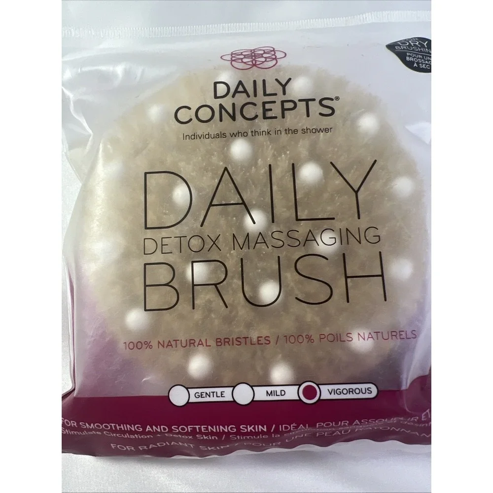 Daily‎ Concepts Detox Massaging Dry Brush Beechwood + Natural Bristles NIP RV$18